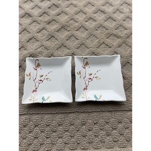 222 Fifth Egremont Set Of 2 Square Scalloped Edge Plates